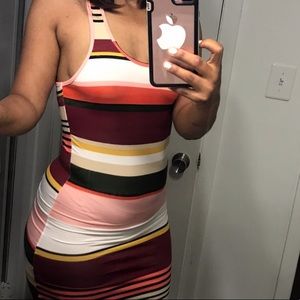 Multi colored stripped dress w/ side slits